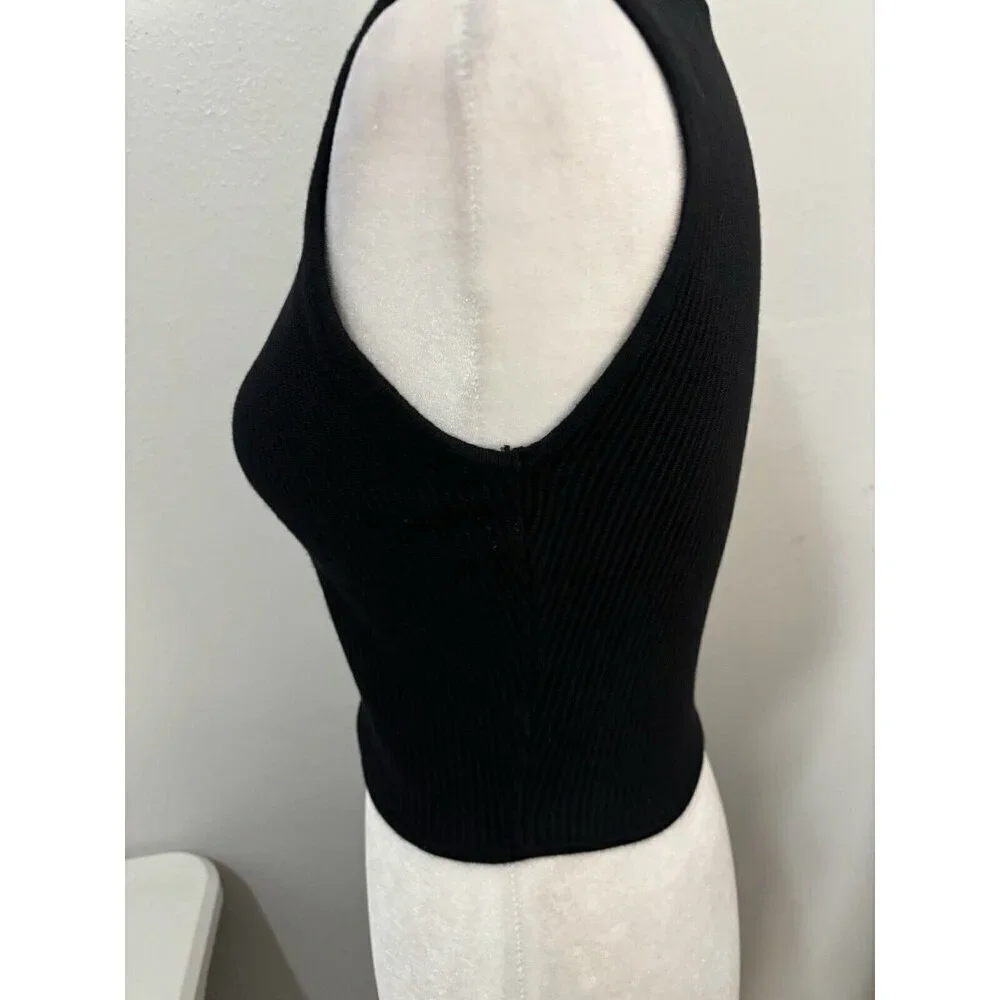 House Of Harlow1960 Ribbed Cropped Blouse Sleeveless Thick Material size Medium